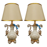 Pair of Elegant White & Golden Bedside Table Lamps - TL28