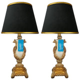 Pair of White & Golden Peacock Themed Table Lamps for Bedroom - TL03