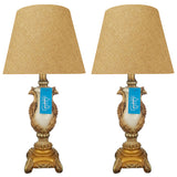 Pair of White & Golden Peacock Themed Table Lamps for Bedroom - TL03