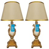 Pair of White & Golden Peacock Themed Table Lamps for Bedroom - TL03
