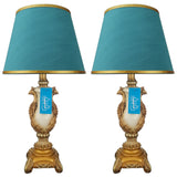 Pair of White & Golden Peacock Themed Table Lamps for Bedroom - TL03