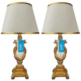 Pair of White & Golden Peacock Themed Table Lamps for Bedroom - TL03