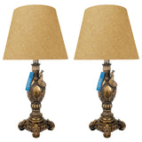 Pair of Antique Golden Peacock Themed Elegant Table Lamps for Bedroom - TL07