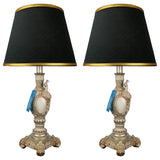 Pair of White & Silver Peacock Themed Elegant Table Lamps for Bedroom - TL09