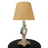 Pair of White & Silver Peacock Themed Elegant Table Lamps for Bedroom - TL09