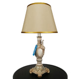 Pair of White & Silver Peacock Themed Elegant Table Lamps for Bedroom - TL09
