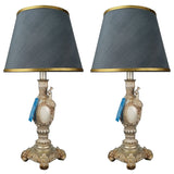 Pair of White & Silver Peacock Themed Elegant Table Lamps for Bedroom - TL09