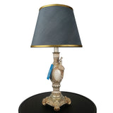 Pair of White & Silver Peacock Themed Elegant Table Lamps for Bedroom - TL09