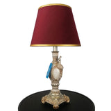 Pair of White & Silver Peacock Themed Elegant Table Lamps for Bedroom - TL09