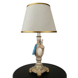 Pair of White & Silver Peacock Themed Elegant Table Lamps for Bedroom - TL09