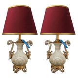 Pair of Elegant White & Golden Bedside Table Lamps - TL28