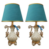 Pair of Elegant White & Golden Bedside Table Lamps - TL28