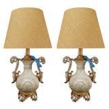 Pair of Elegant White & Golden Bedside Table Lamps - TL28