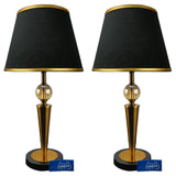 Pair of Black & Golden Metal Lamps with Crystal Golla - TL55