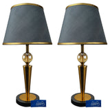 Pair of Black & Golden Metal Lamps with Crystal Golla - TL55